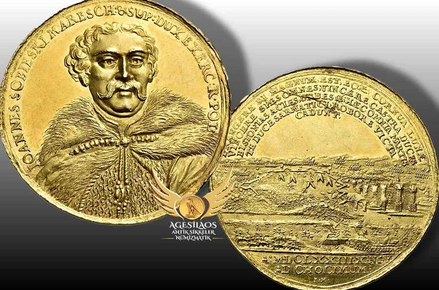 Madalya Geleceğin kralı, Büyük Taç Hetmanı [Mareşal] Jan III Sobieski'nin Chocim'de Türklere karşı kazandığı zaferi anmaktadır. 