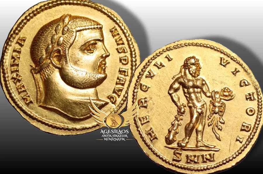Given the title Herculius by Diocletian, Maximianus’ role was always that of the military might to Diocletian’s stategic planning, hence the rich and varied series of depictions of Hercules that we see on his coinage.