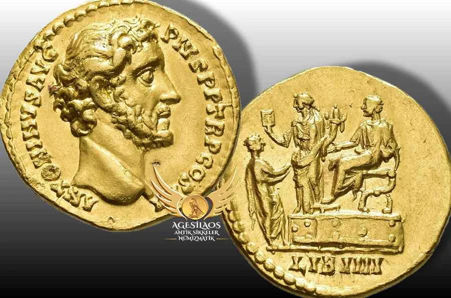 With some justification, the Romans have been said to have invented the welfare state by instituting state-run schemes to distribute food to the urban poor, various low-interest loan programs, and regular cash handouts as depicted on the reverse of this aureus.